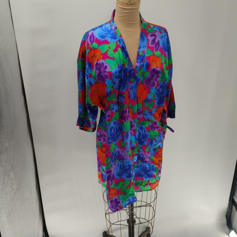 Vintage‎ Victoria's Secret floral short sleeve chiffon pajamas top women's